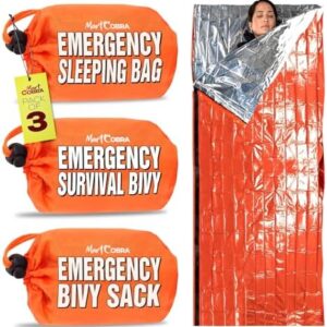 Emergency Sleeping Bag 3 Pack | for Survival Gear and Supplies Life Bivy Sack Waterproof Mylar Emergency Blankets for Survival Kit Car Camping Gear Hiking Tac Bivvy Go Bag Supplies Sleep Sacks Shelter : Sports & Outdoors